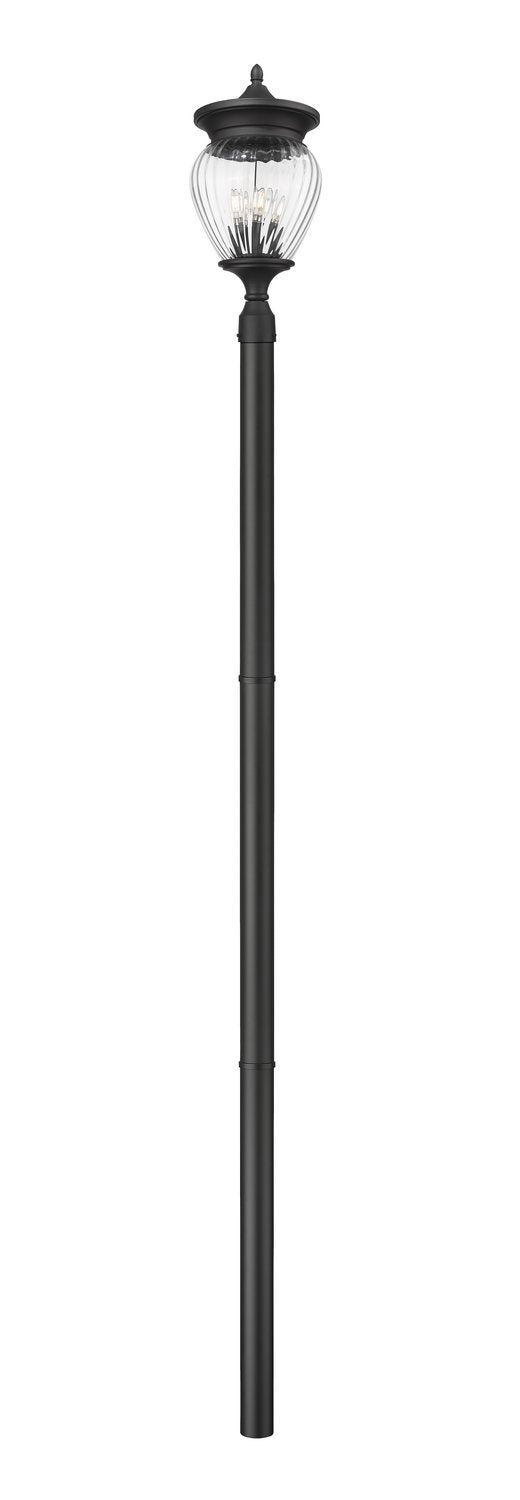 Z-LITE DAVINA 4 LIGHT OUTDOOR POST MOUNTED FIXTURE | 5016PHBR-5009P96-BK - Post