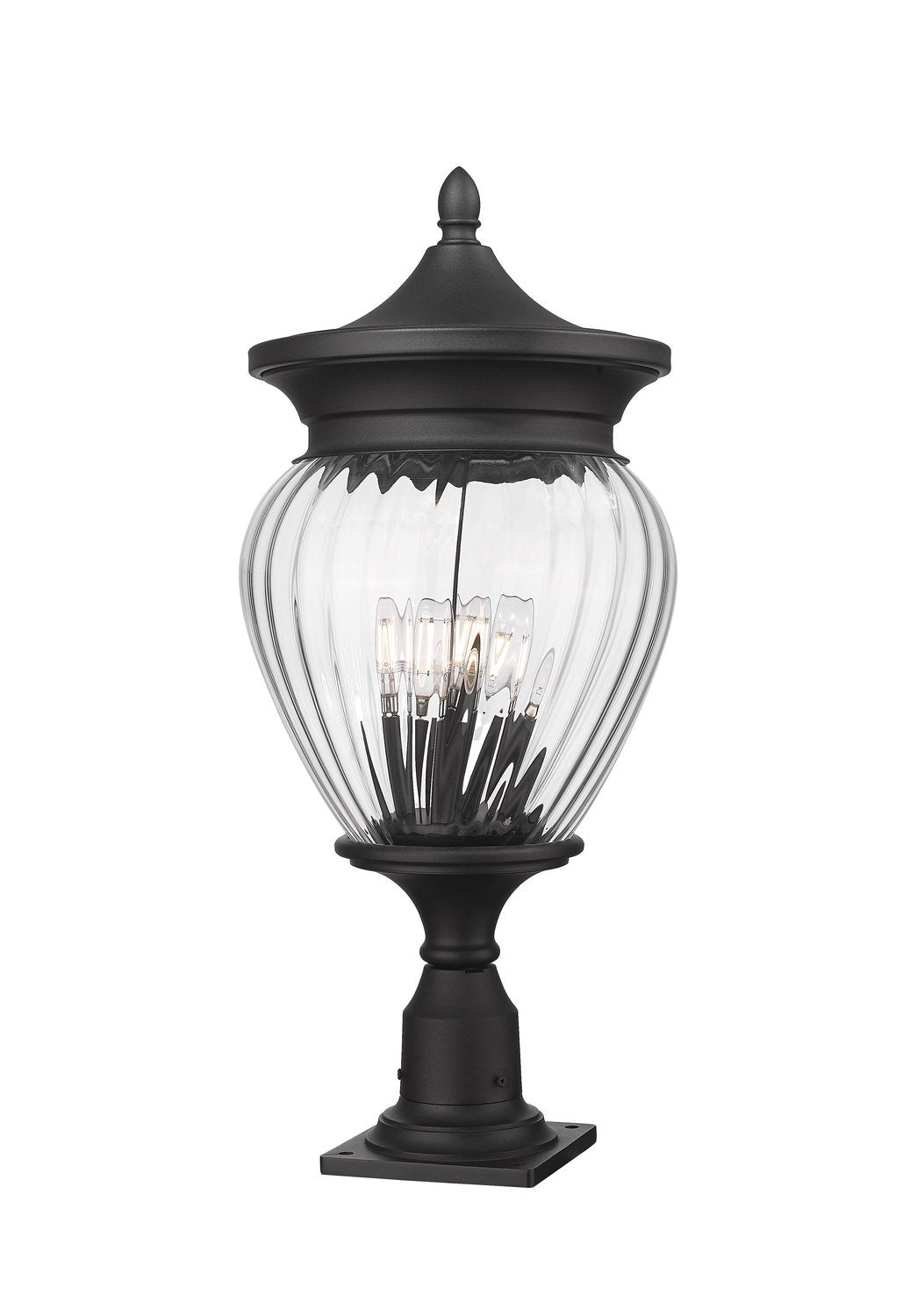 Z-LITE DAVINA 4 LIGHT OUTDOOR PIER MOUNTED FIXTURE | 5016PHBR-533PM-BK - Post