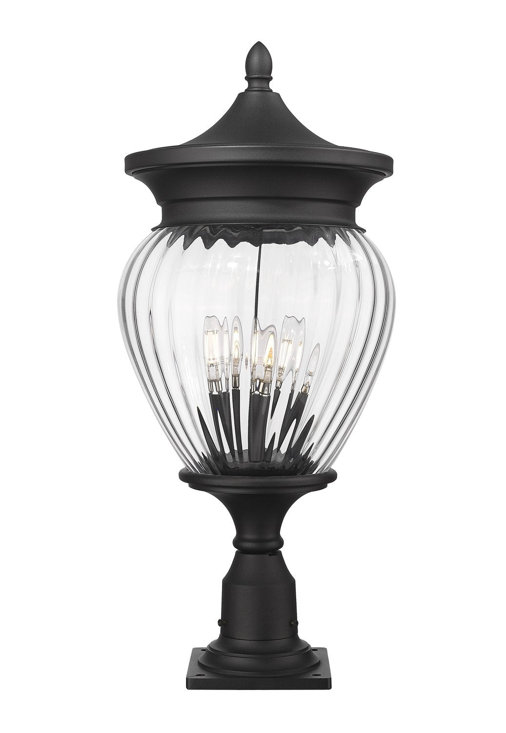 Z-LITE DAVINA 4 LIGHT OUTDOOR PIER MOUNTED FIXTURE | 5016PHBR-533PM-BK - Post