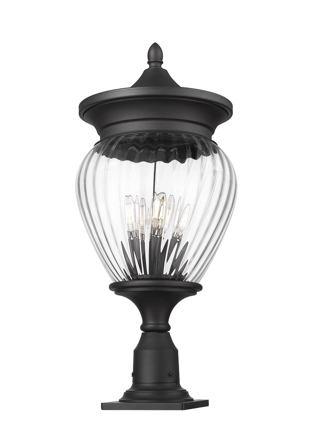 Z-LITE DAVINA 4 LIGHT OUTDOOR PIER MOUNTED FIXTURE | 5016PHBR-533PM-BK - Post