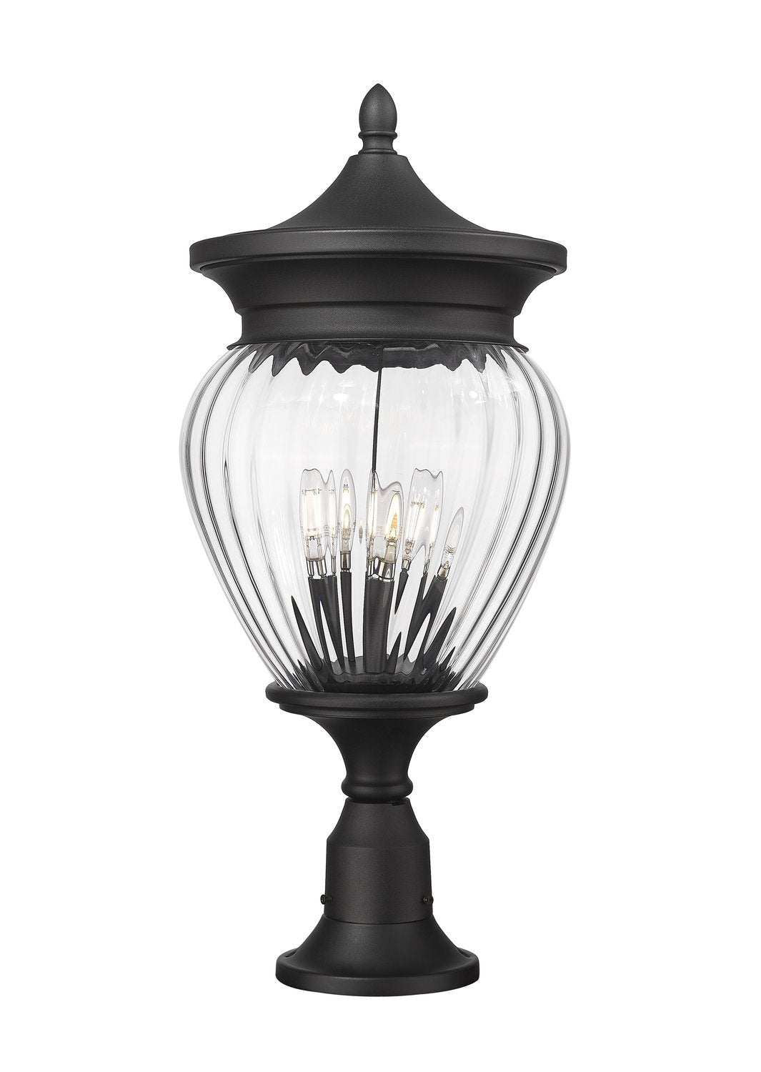 Z-LITE DAVINA 4 LIGHT OUTDOOR PIER MOUNTED FIXTURE | 5016PHBR-553PM-BK - Post