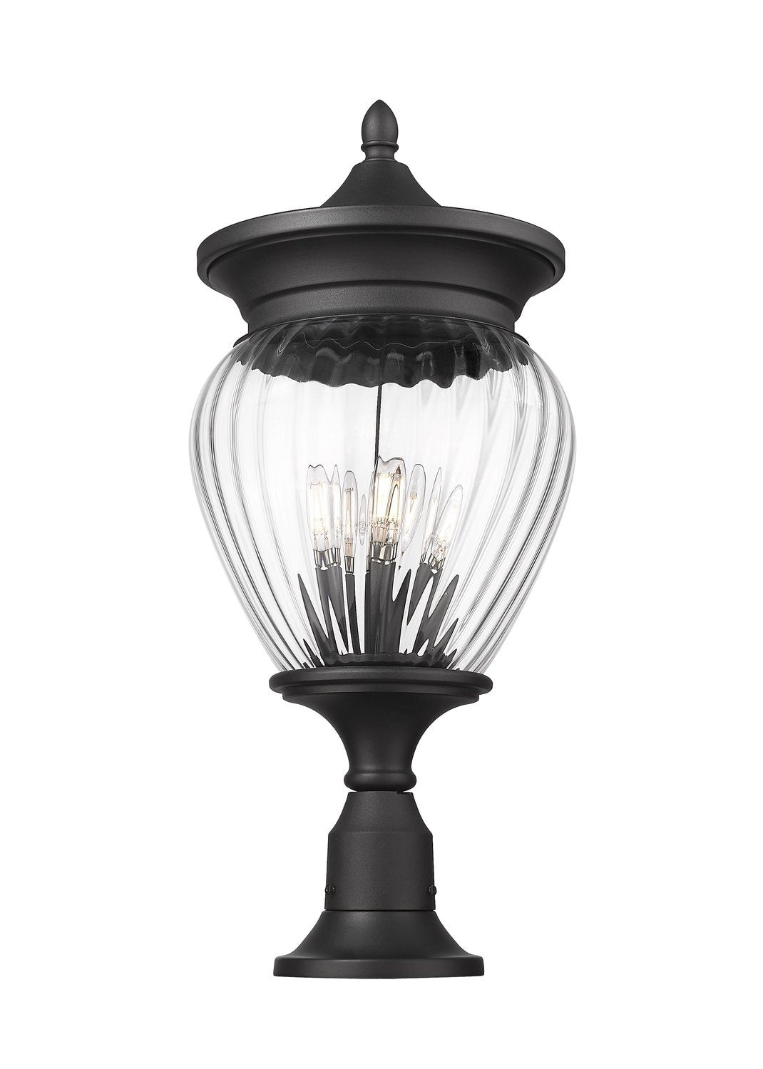 Z-LITE DAVINA 4 LIGHT OUTDOOR PIER MOUNTED FIXTURE | 5016PHBR-553PM-BK - Post