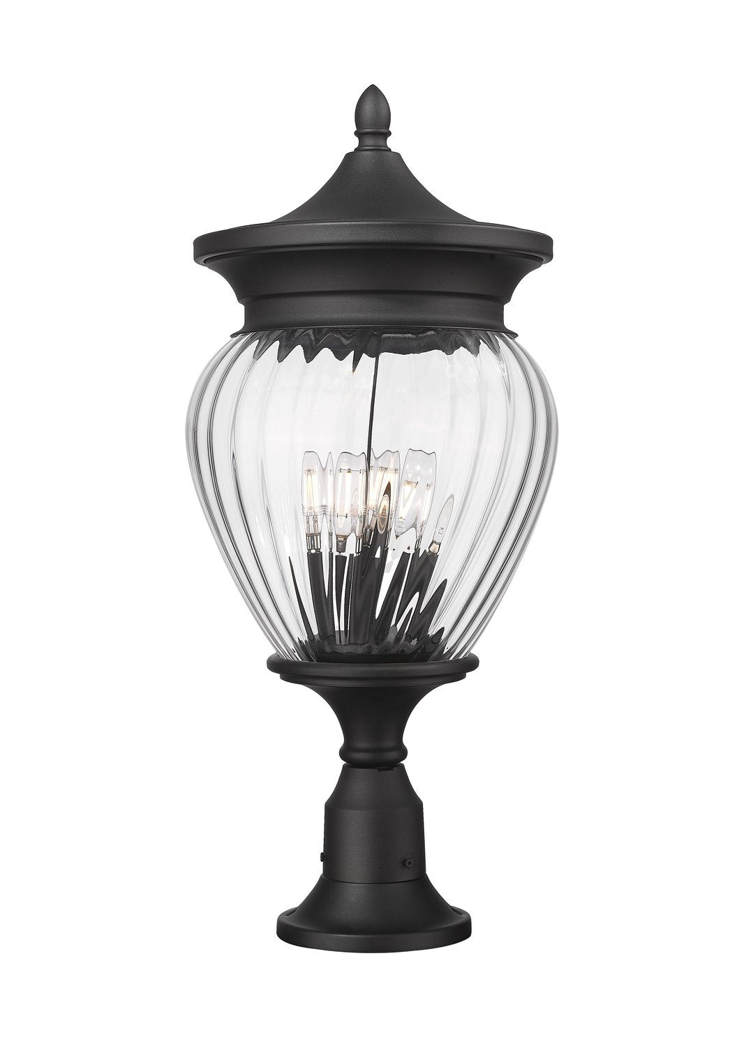 Z-LITE DAVINA 4 LIGHT OUTDOOR PIER MOUNTED FIXTURE | 5016PHBR-553PM-BK - Post