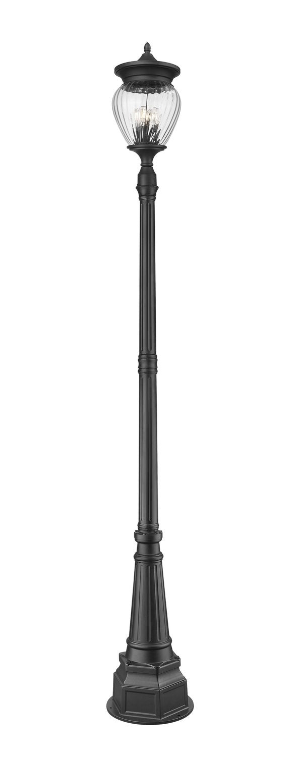Z-LITE DAVINA 4 LIGHT OUTDOOR POST MOUNTED FIXTURE | 5016PHBR-564P-BK - Post