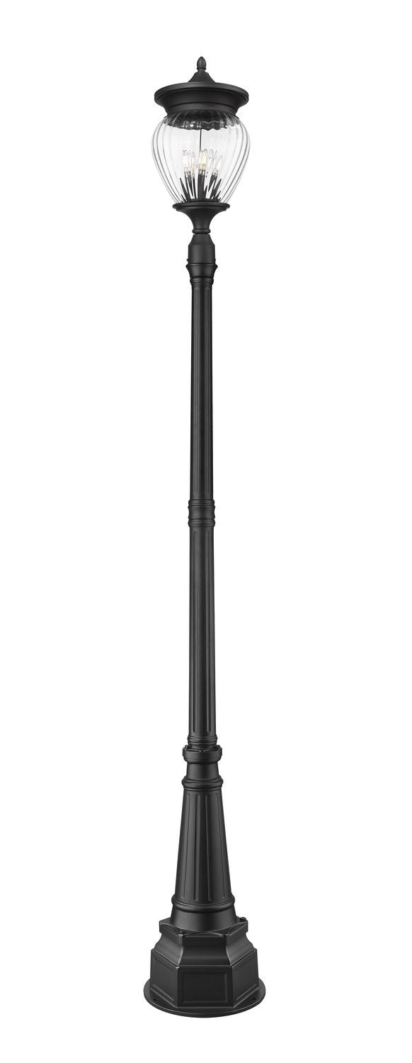 Z-LITE DAVINA 4 LIGHT OUTDOOR POST MOUNTED FIXTURE | 5016PHBR-564P-BK - Post