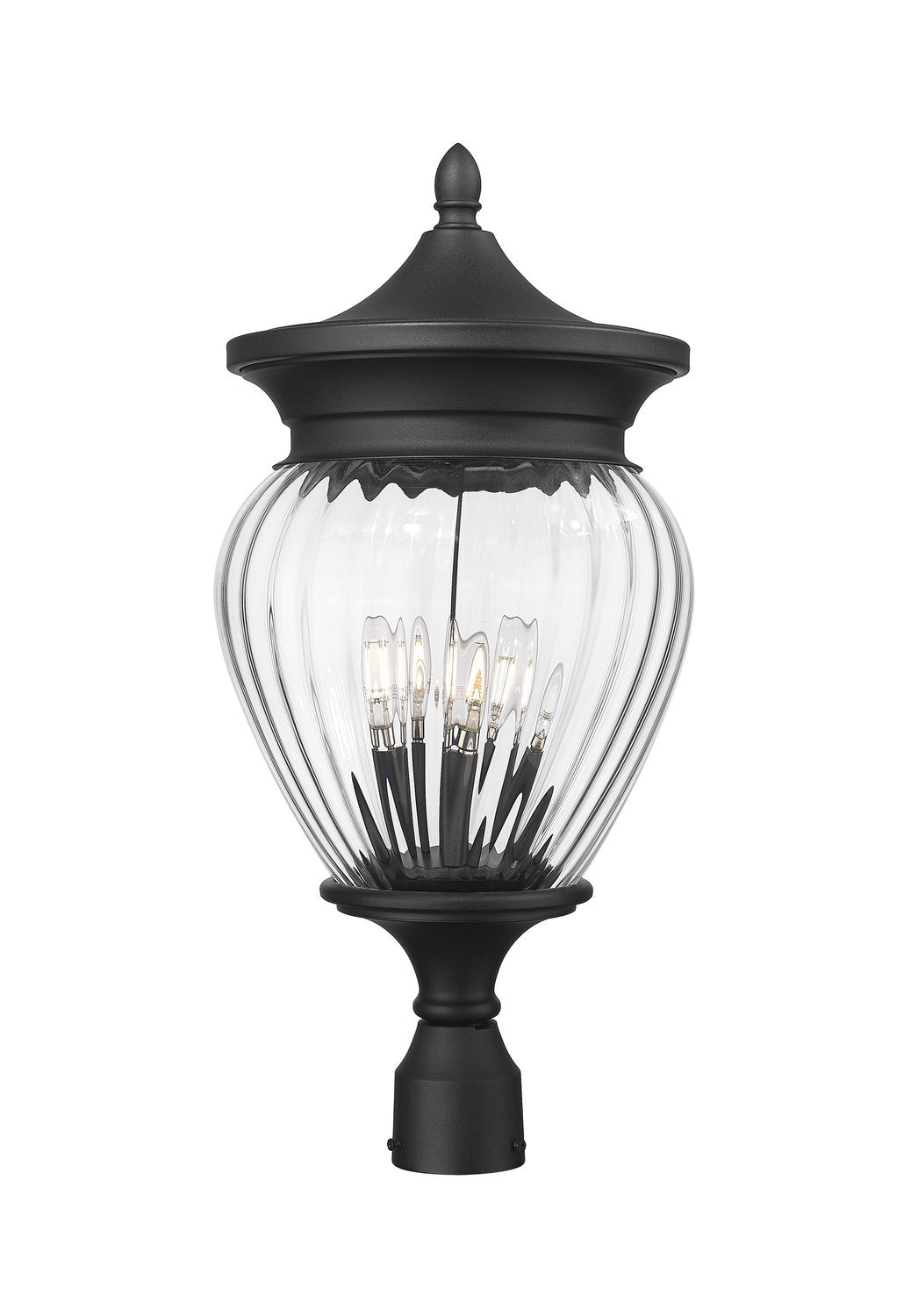 Z-LITE DAVINA 4 LIGHT OUTDOOR POST MOUNT FIXTURE | 5016PHBR-BK - Post