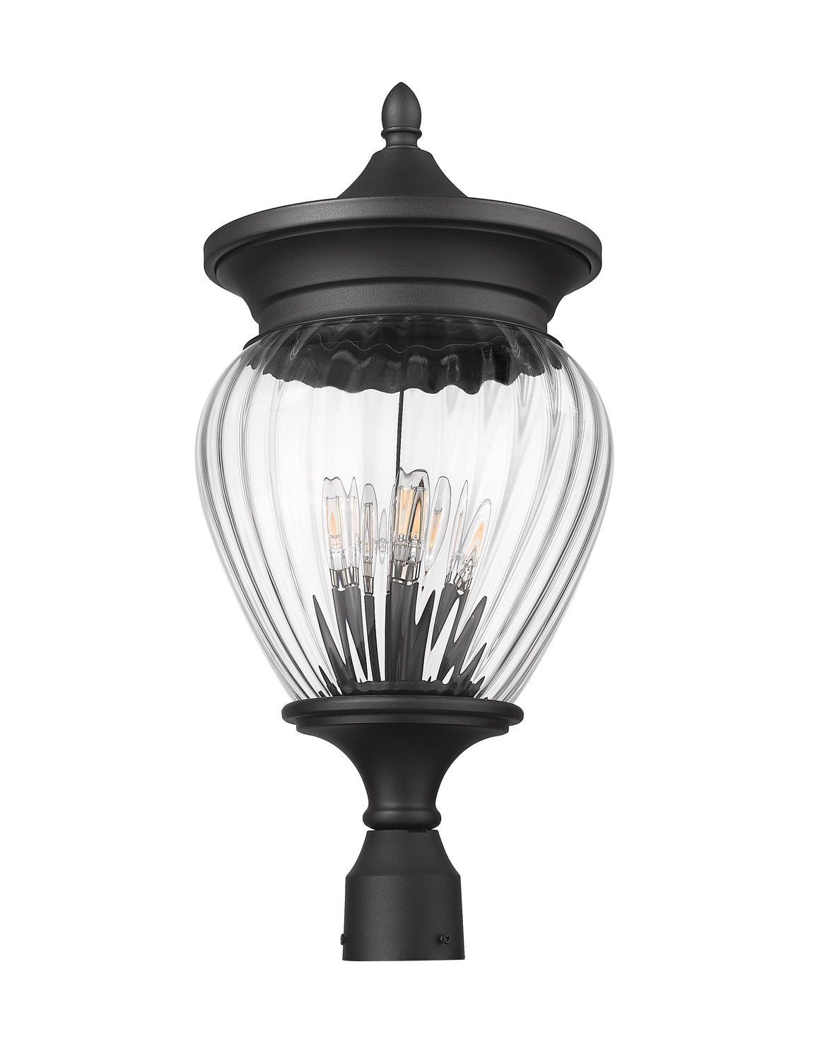 Z-LITE DAVINA 4 LIGHT OUTDOOR POST MOUNT FIXTURE | 5016PHBR-BK - Post