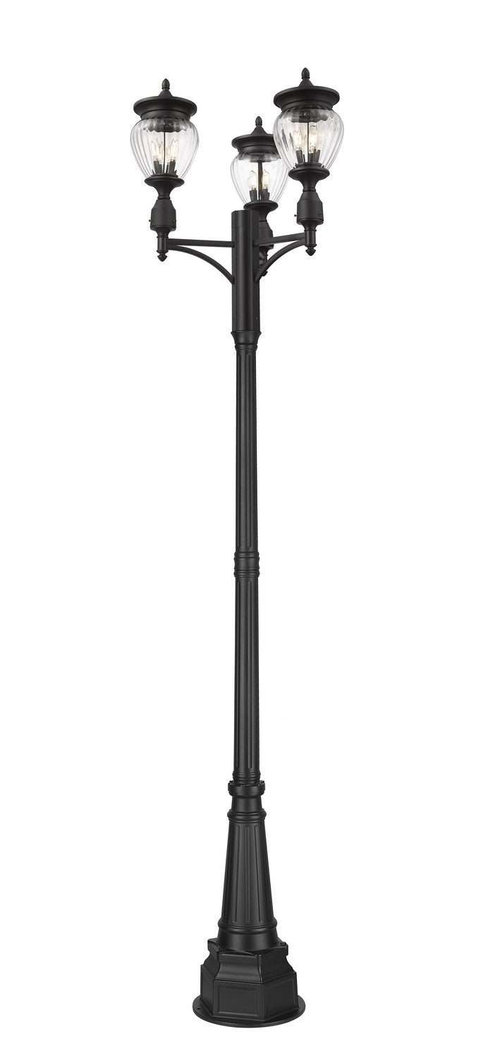 Z-LITE DAVINA 3 LIGHT OUTDOOR POST MOUNTED FIXTURE | 5016PHMR-3-564P-BK - Post