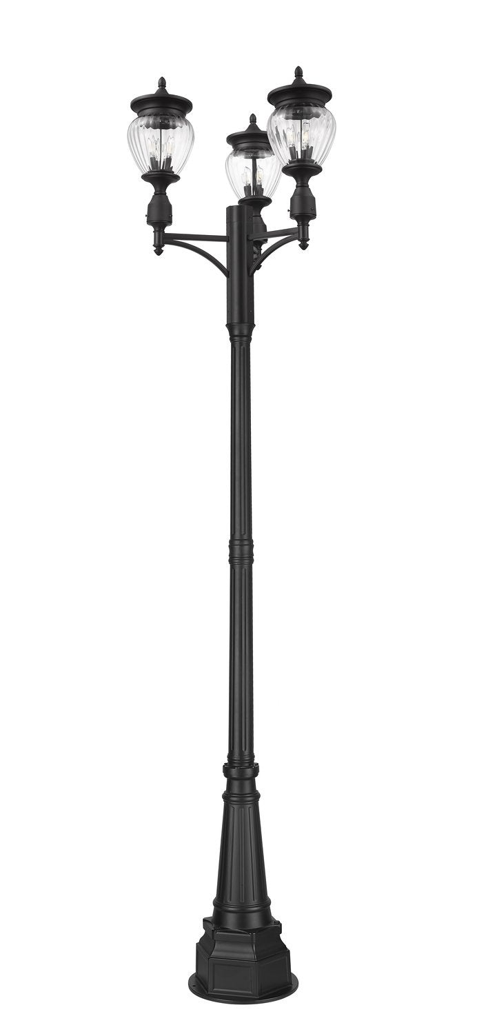 Z-LITE DAVINA 3 LIGHT OUTDOOR POST MOUNTED FIXTURE | 5016PHMR-3-564P-BK - Post