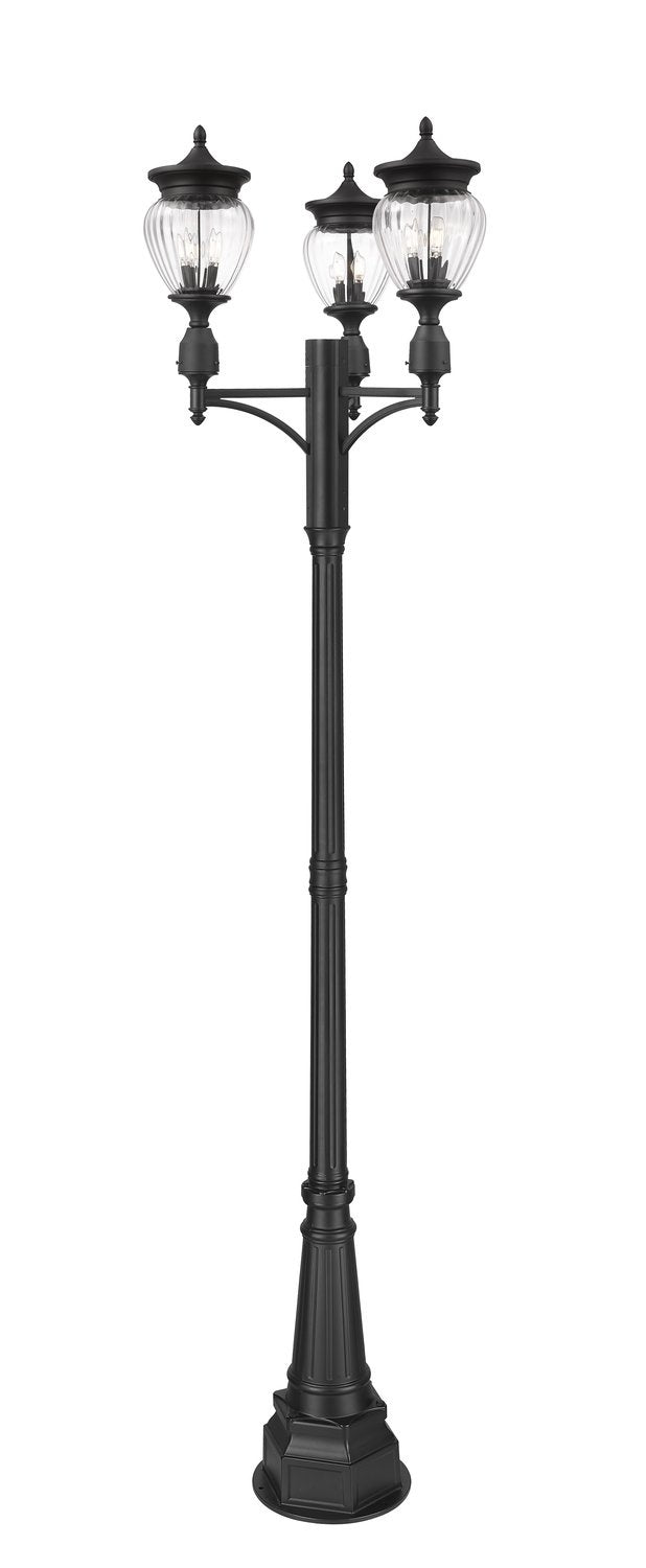Z-LITE DAVINA 3 LIGHT OUTDOOR POST MOUNTED FIXTURE | 5016PHMR-3-564P-BK - Post