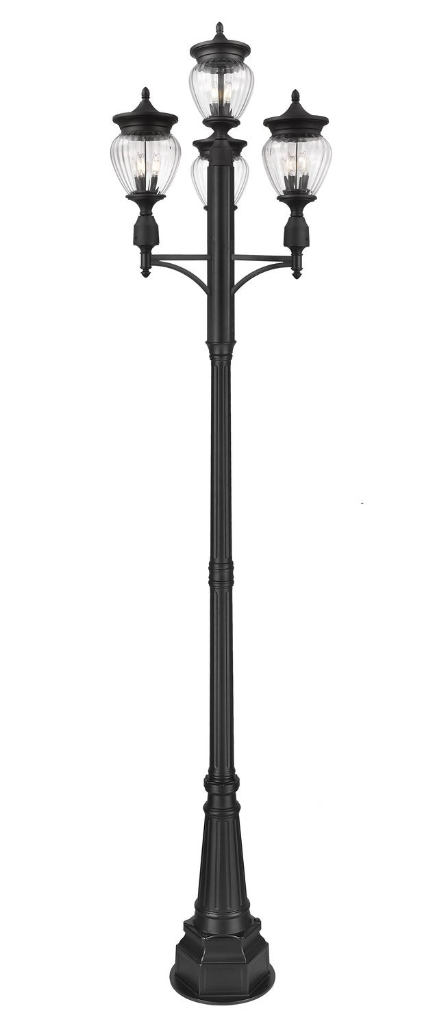 Z-LITE DAVINA 3 LIGHT OUTDOOR POST MOUNTED FIXTURE | 5016PHMR-4-564P-BK - Post