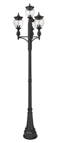 Z-LITE DAVINA 3 LIGHT OUTDOOR POST MOUNTED FIXTURE | 5016PHMR-4-564P-BK - Post