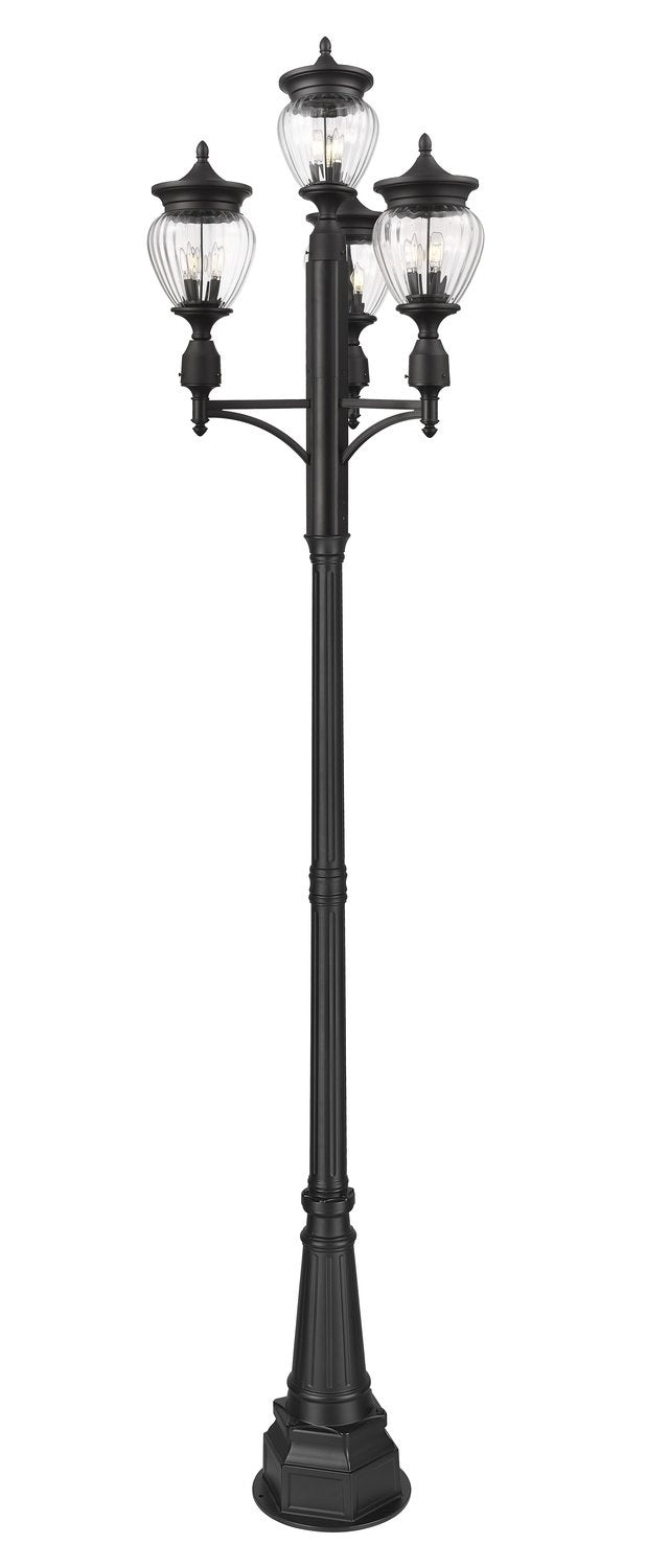 Z-LITE DAVINA 3 LIGHT OUTDOOR POST MOUNTED FIXTURE | 5016PHMR-4-564P-BK - Post