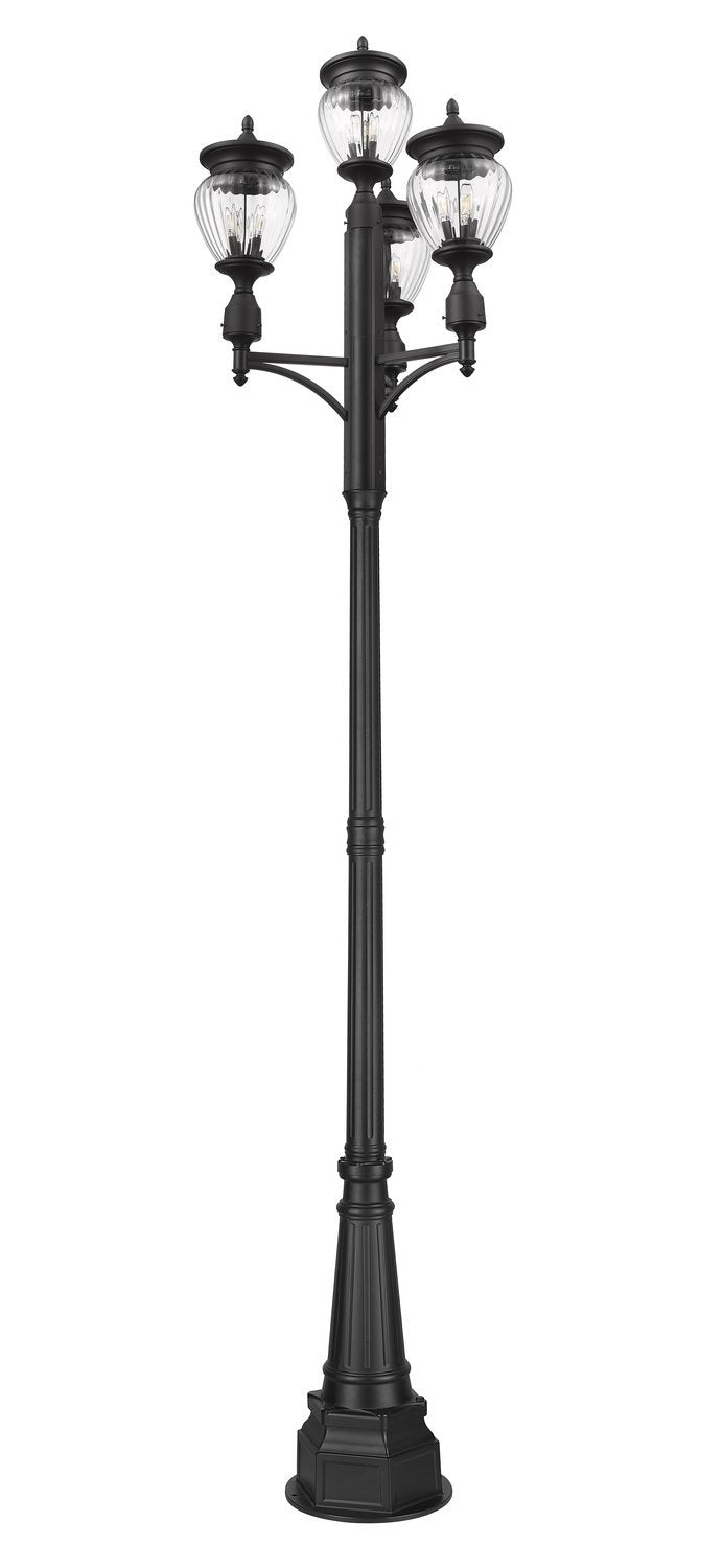 Z-LITE DAVINA 3 LIGHT OUTDOOR POST MOUNTED FIXTURE | 5016PHMR-4-564P-BK - Post