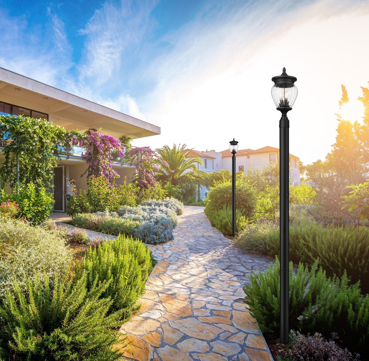 Z-LITE DAVINA 3 LIGHT OUTDOOR POST MOUNTED FIXTURE | 5016PHMR-5012P-BK - Post