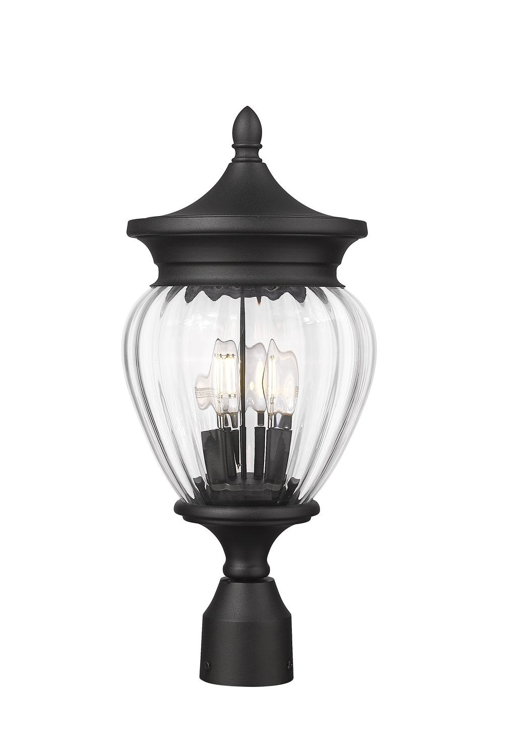 Z-LITE DAVINA 3 LIGHT OUTDOOR POST MOUNT FIXTURE | 5016PHMR-BK - Post