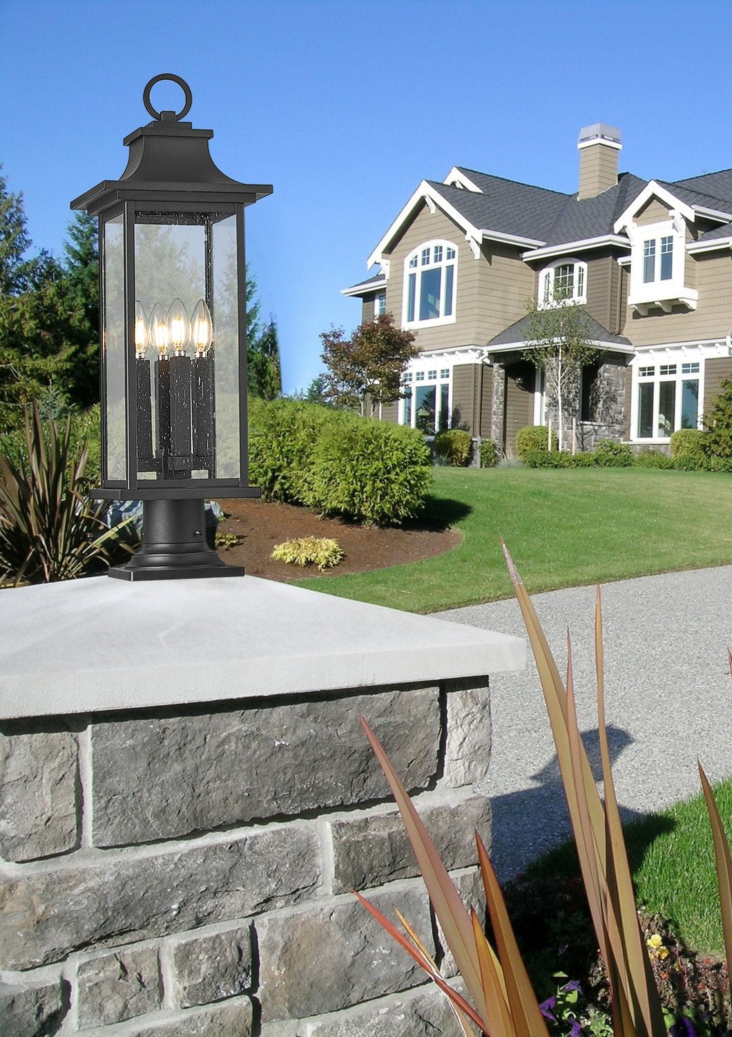 Z-LITE TIBERIUS OUTDOOR PIER MOUNTED FIXTURE | 5017PHBR-533PM-BK - Post