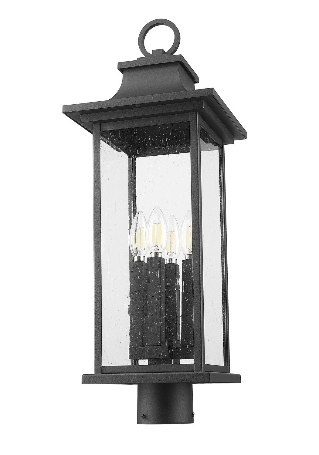 Z-LITE TIBERIUS OUTDOOR POST MOUNT FIXTURE | 5017PHBR-BK - Post