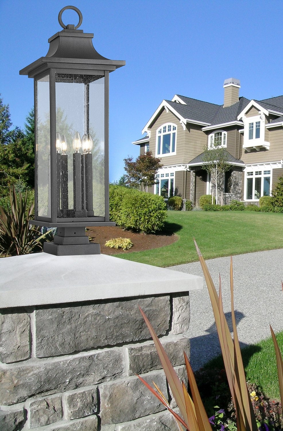Z-LITE TIBERIUS OUTDOOR PIER MOUNTED FIXTURE | 5017PHXLS-SQPM-BK - Post