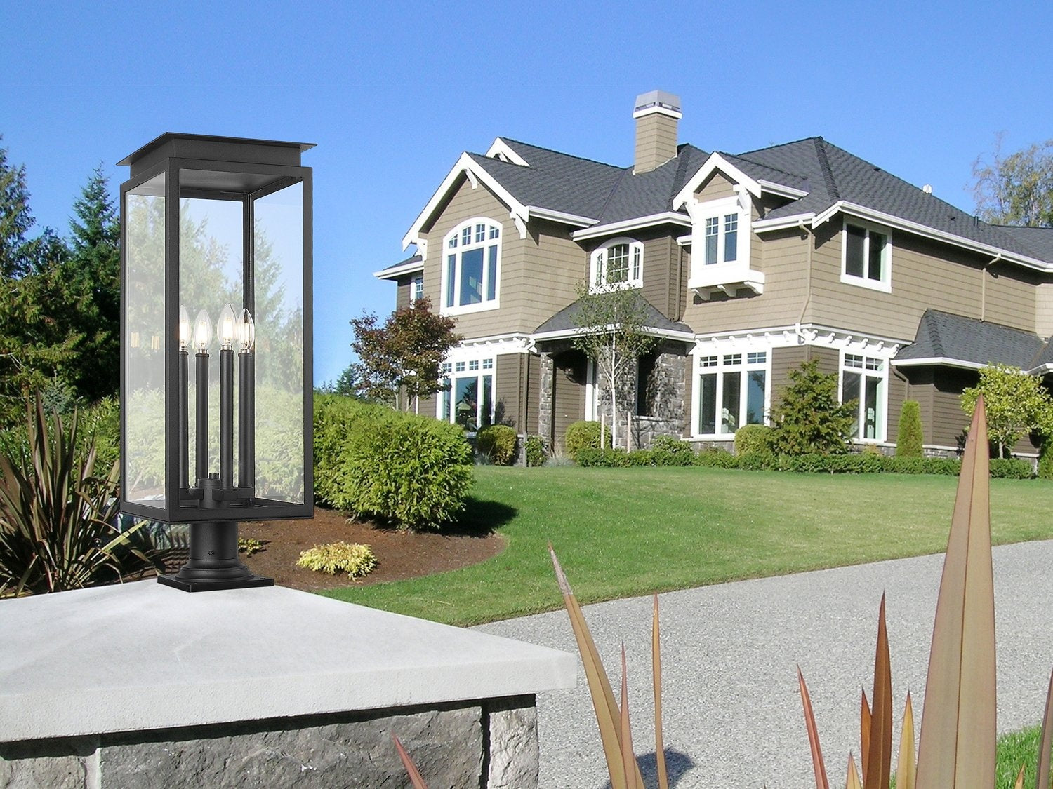 Z-LITE NOVA OUTDOOR PIER MOUNTED FIXTURE | 5018PHBR-533PM-BK - Post
