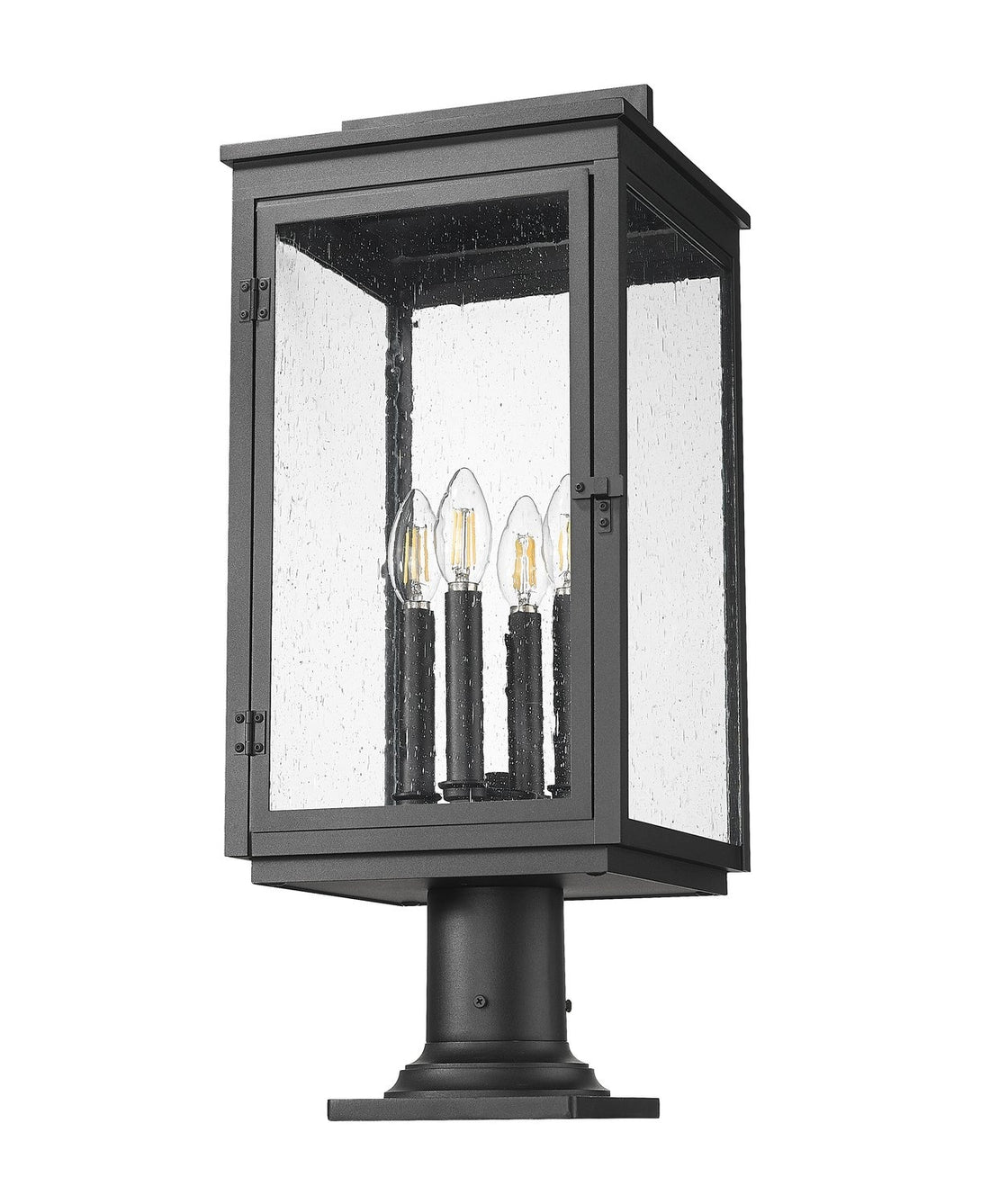Z-LITE HARTWELL OUTDOOR PIER MOUNTED FIXTURE | 5019PHBR-533PM-BK - Post