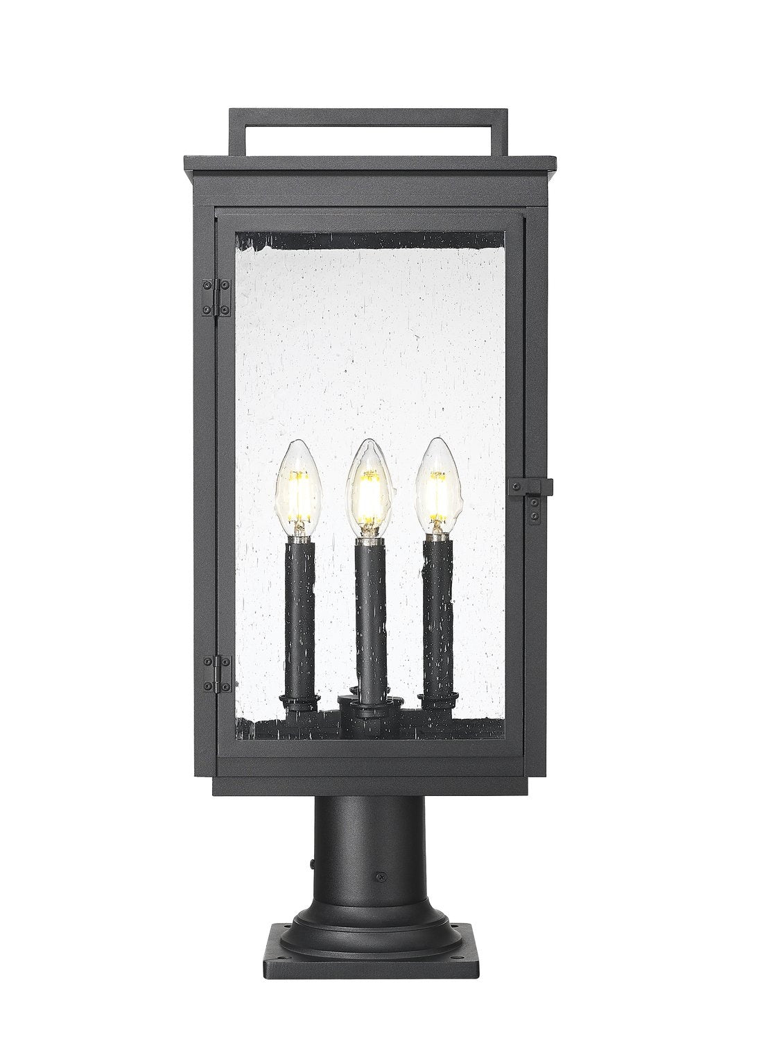Z-LITE HARTWELL OUTDOOR PIER MOUNTED FIXTURE | 5019PHBR-533PM-BK - Post