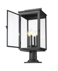 Z-LITE HARTWELL OUTDOOR PIER MOUNTED FIXTURE | 5019PHBR-533PM-BK - Post