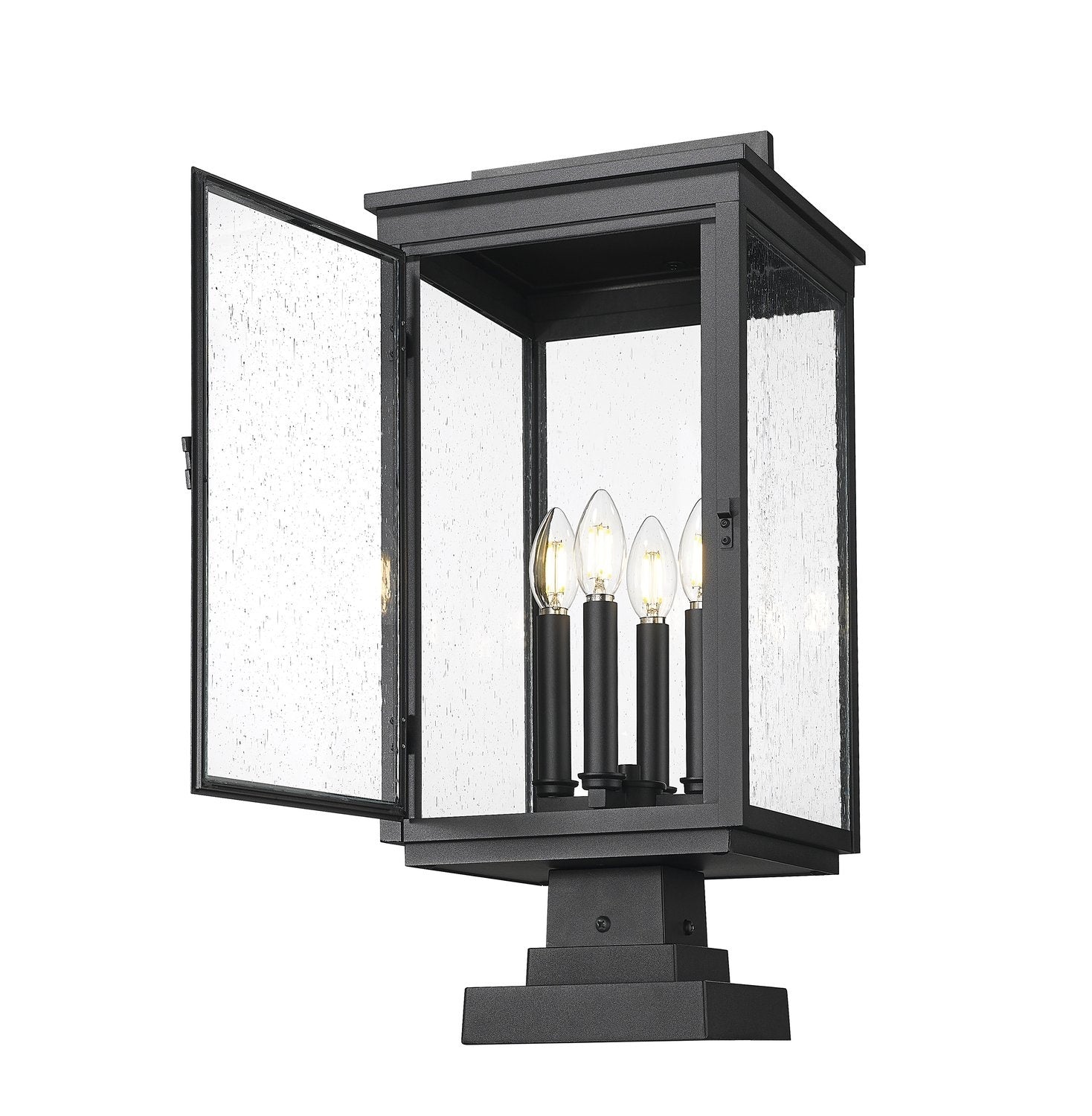 Z-LITE HARTWELL OUTDOOR PIER MOUNTED FIXTURE | 5019PHBS-SQPM-BK - Post