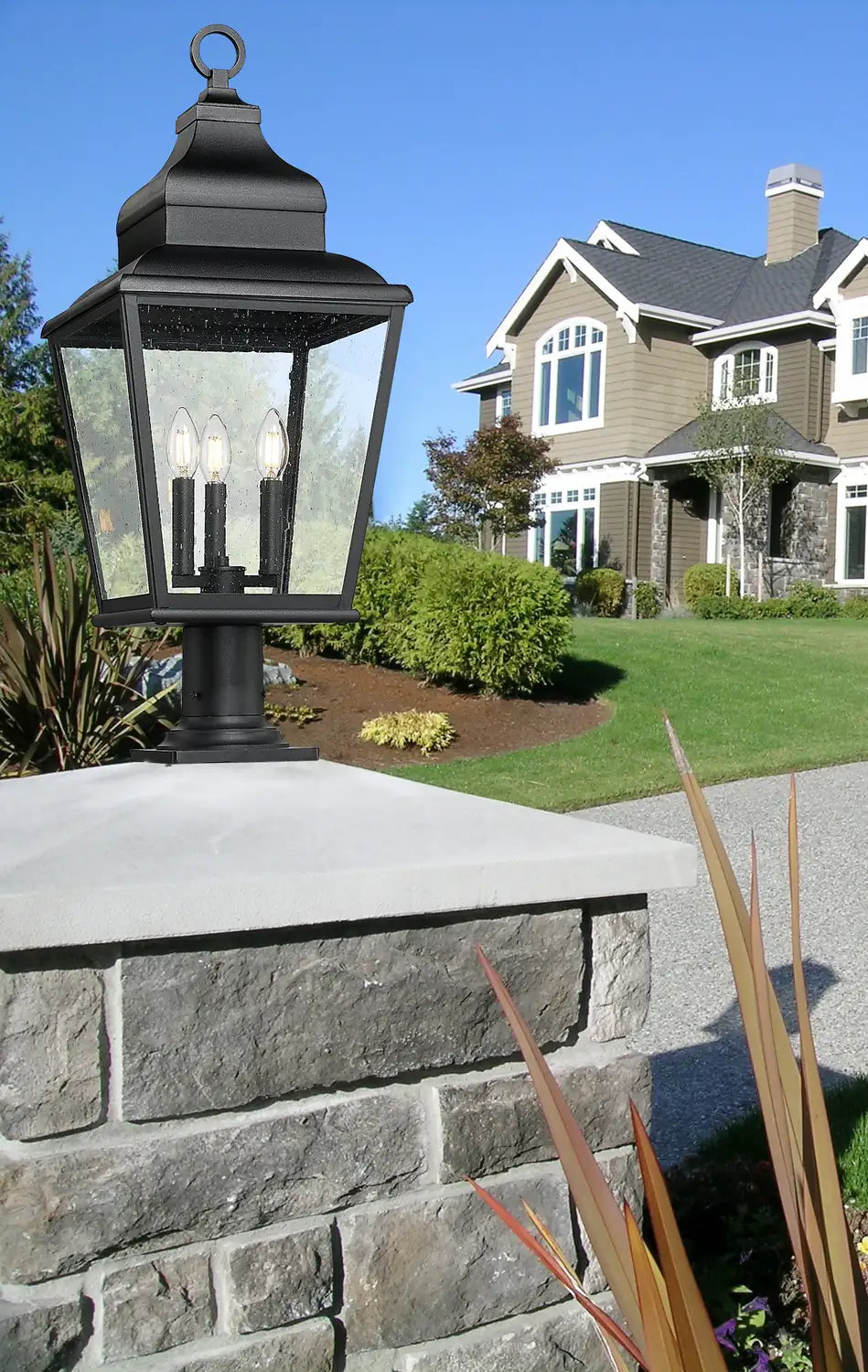 Z-LITE RAPHAEL OUTDOOR PIER MOUNTED FIXTURE | 5029PHBR-533PM-BK - Post