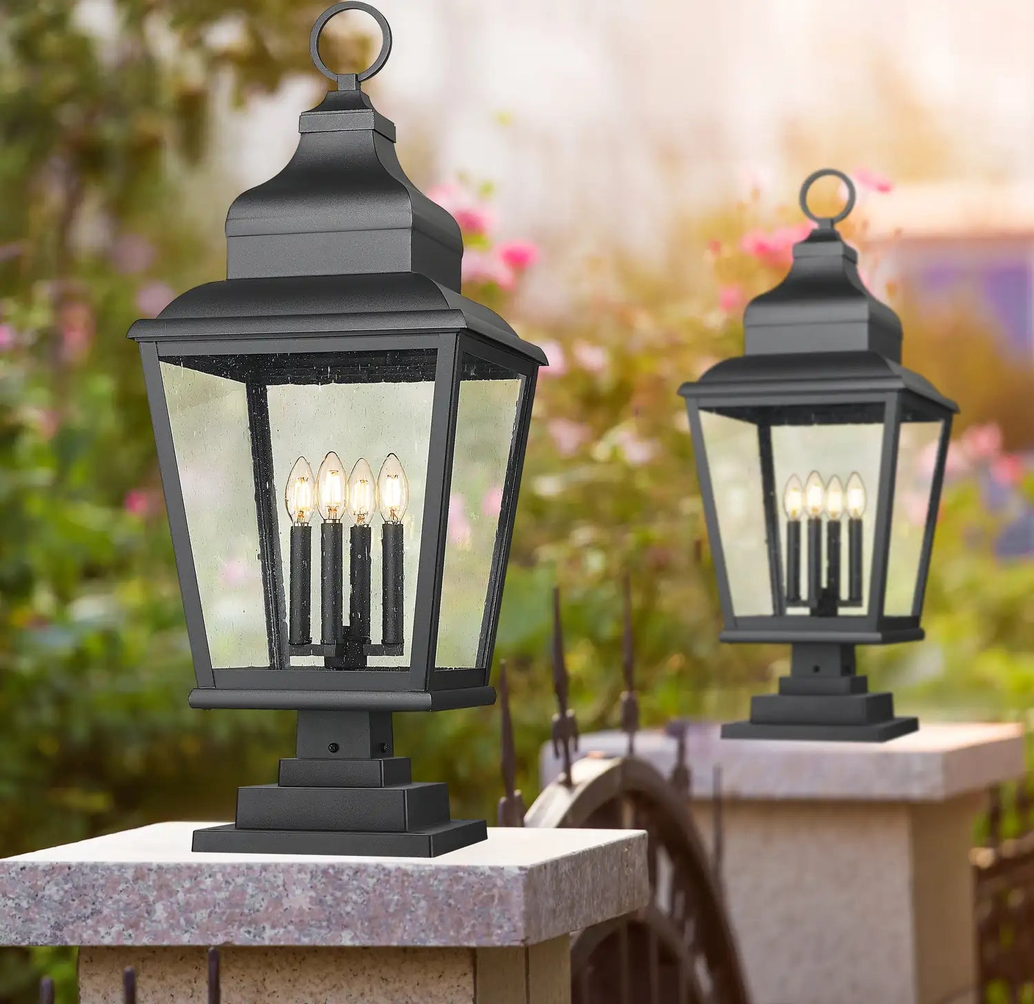 Z-LITE RAPHAEL OUTDOOR PIER MOUNTED FIXTURE | 5029PHXLS-LSQPM-BK - Post