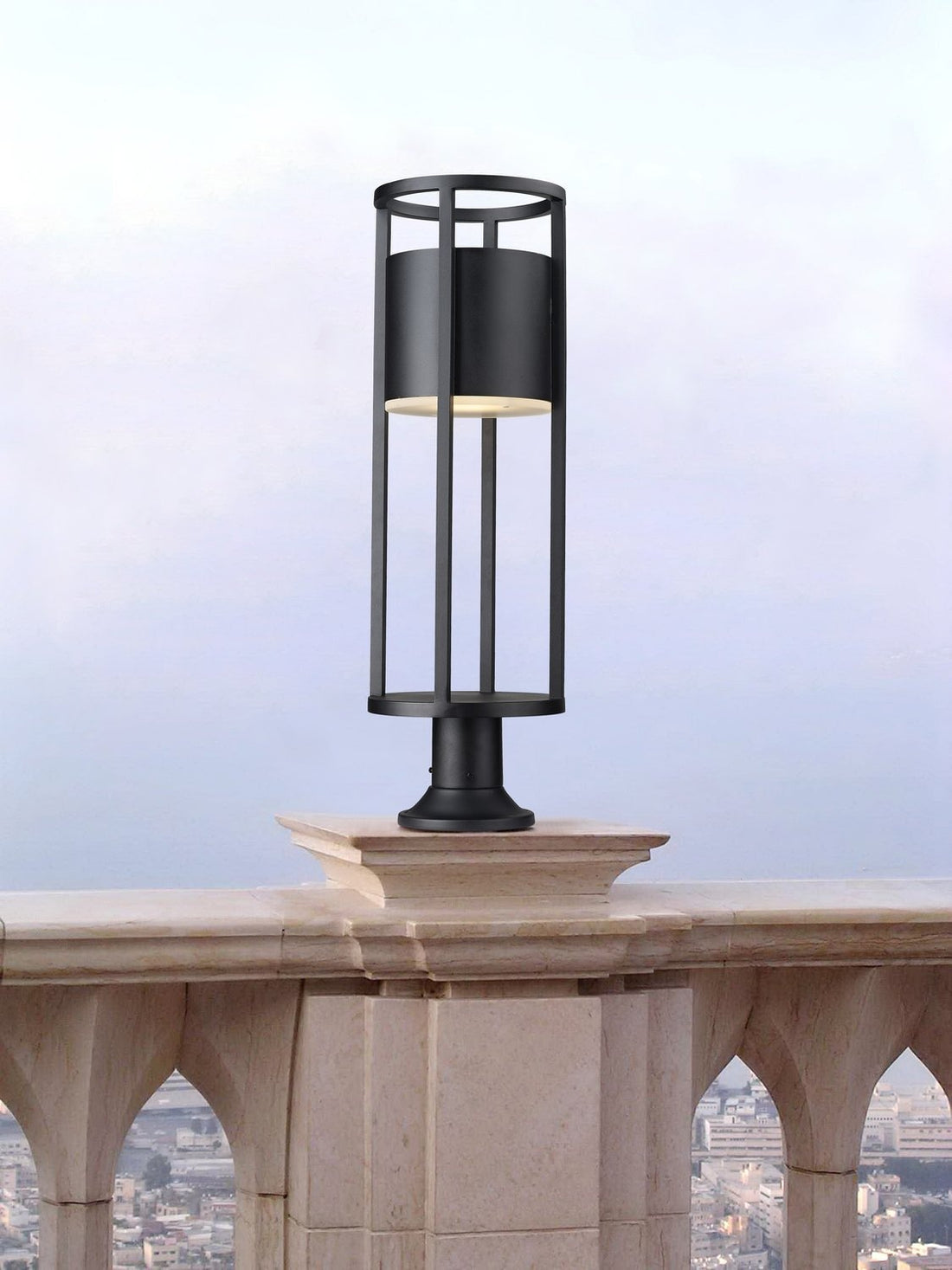 Z-LITE LUCA OUTDOOR PIER MOUNTED FIXTURE | 517PHB-553PM-BK-LED - Post
