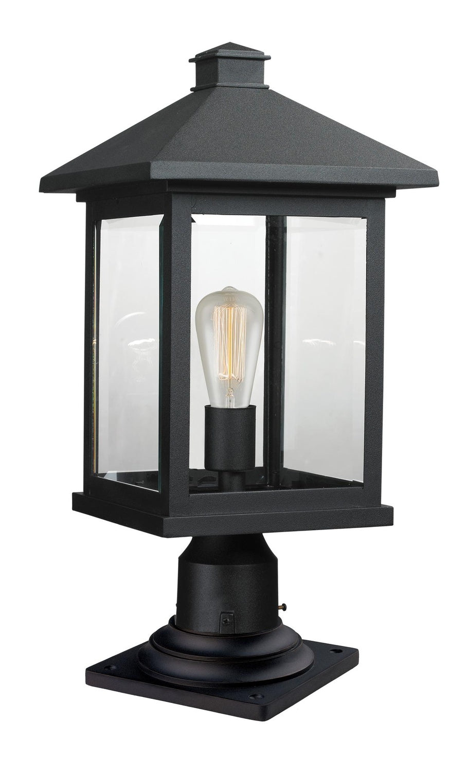 Z-LITE PORTLAND OUTDOOR PIER MOUNTED FIXTURE | 531PHBR-533PM-BK - Post