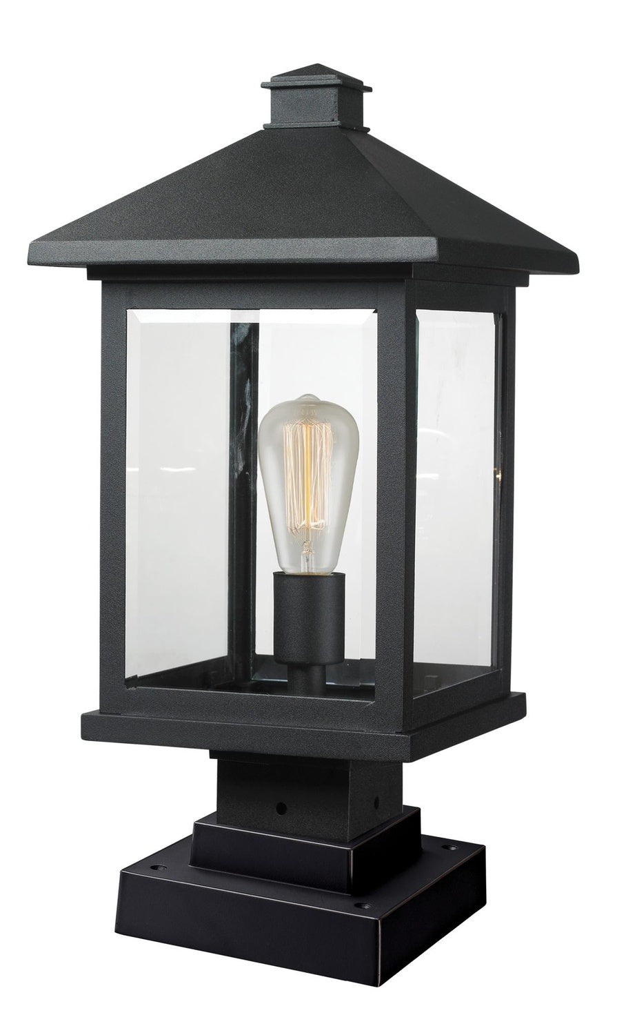Z-LITE PORTLAND OUTDOOR PIER MOUNTED FIXTURE | 531PHBS-SQPM-BK - Post