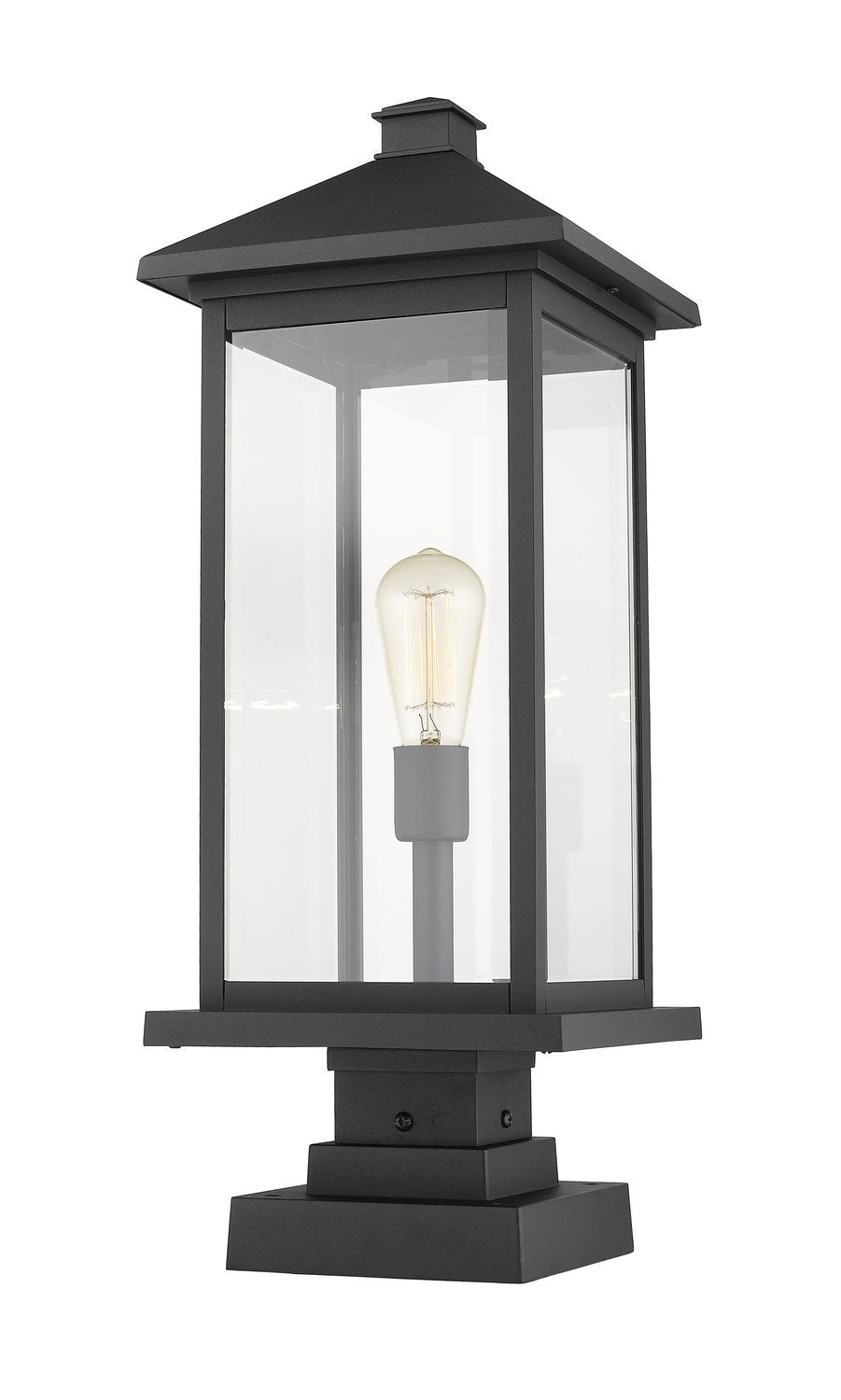 Z-LITE PORTLAND OUTDOOR PIER MOUNTED FIXTURE | 531PHBXLS-SQPM-BK - Post
