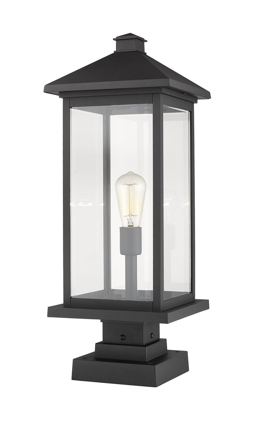 Z-LITE PORTLAND OUTDOOR PIER MOUNTED FIXTURE | 531PHBXLS-SQPM-BK - Post