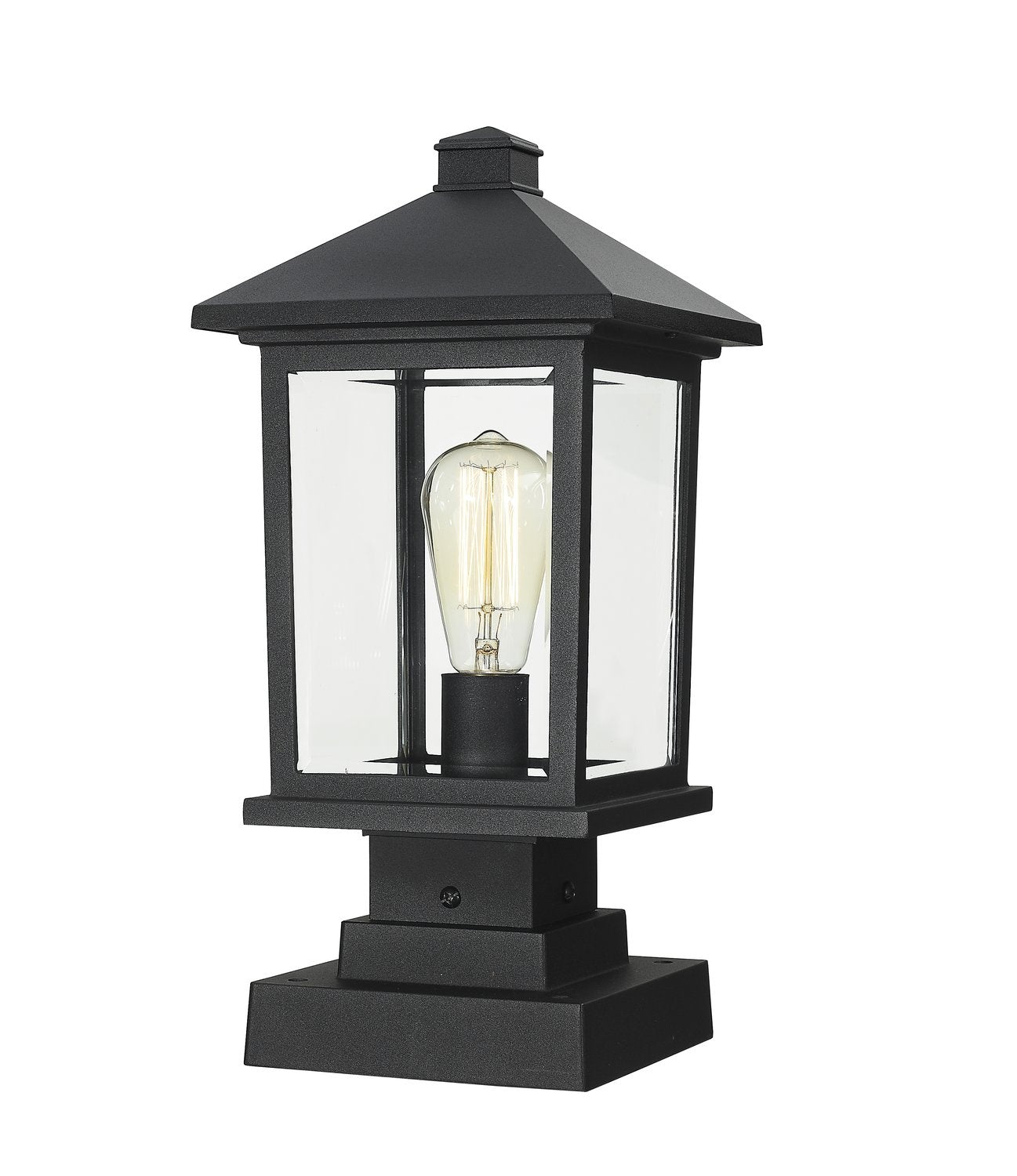 Z-LITE PORTLAND OUTDOOR PIER MOUNTED FIXTURE | 531PHMS-SQPM-BK - Post