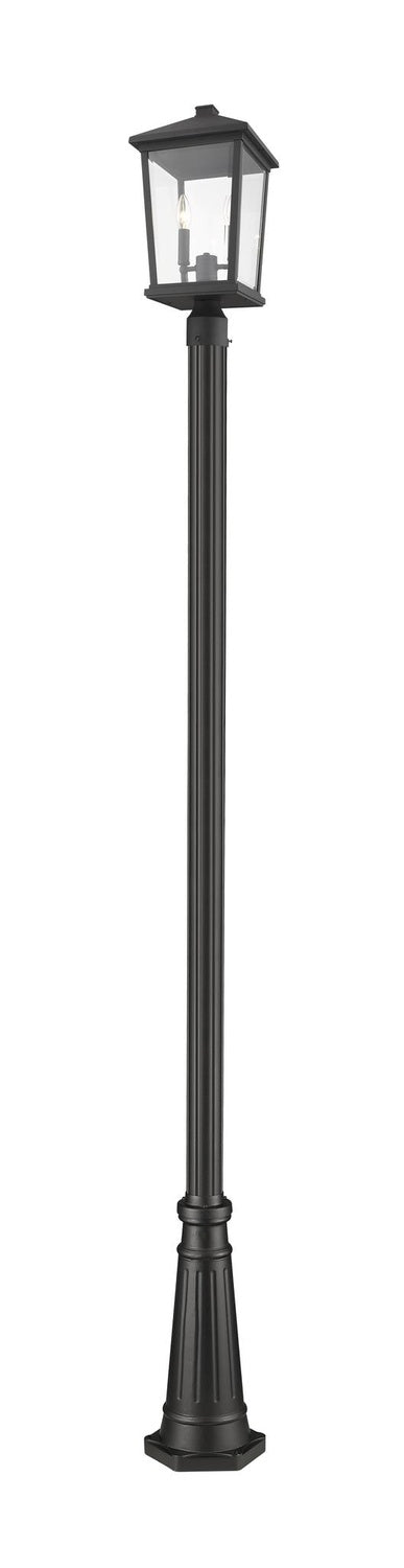 Z-LITE BEACON 2 LIGHT OUTDOOR POST MOUNTED FIXTURE | 568PHBR-519P-BK - Post