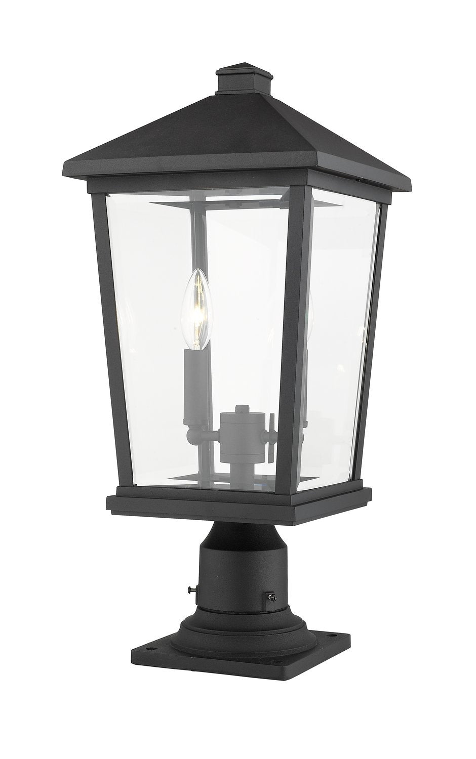 Z-LITE BEACON 2 LIGHT OUTDOOR PIER MOUNTED FIXTURE | 568PHBR-533PM-BK - Post
