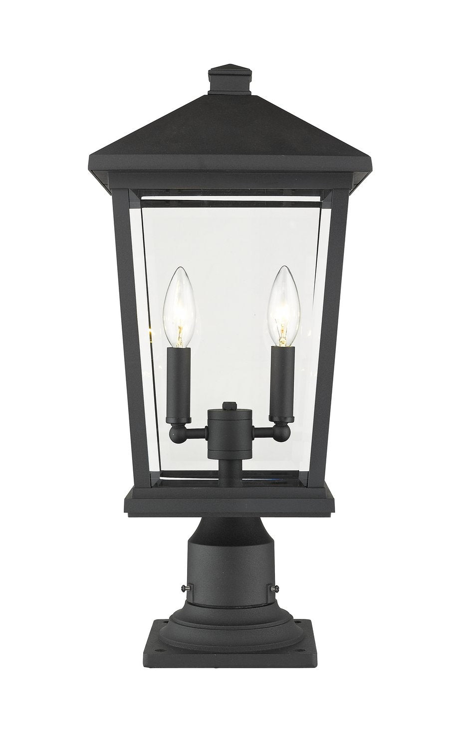 Z-LITE BEACON 2 LIGHT OUTDOOR PIER MOUNTED FIXTURE | 568PHBR-533PM-BK - Post