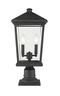 Z-LITE BEACON 2 LIGHT OUTDOOR PIER MOUNTED FIXTURE | 568PHBR-533PM-BK - Post