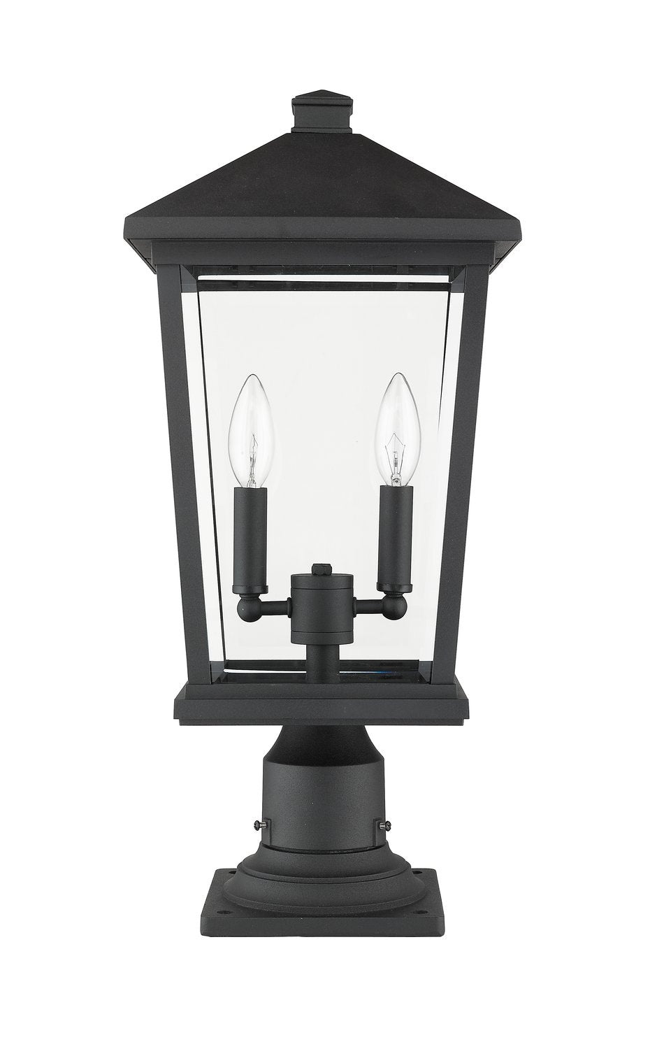 Z-LITE BEACON 2 LIGHT OUTDOOR PIER MOUNTED FIXTURE | 568PHBR-533PM-BK - Post