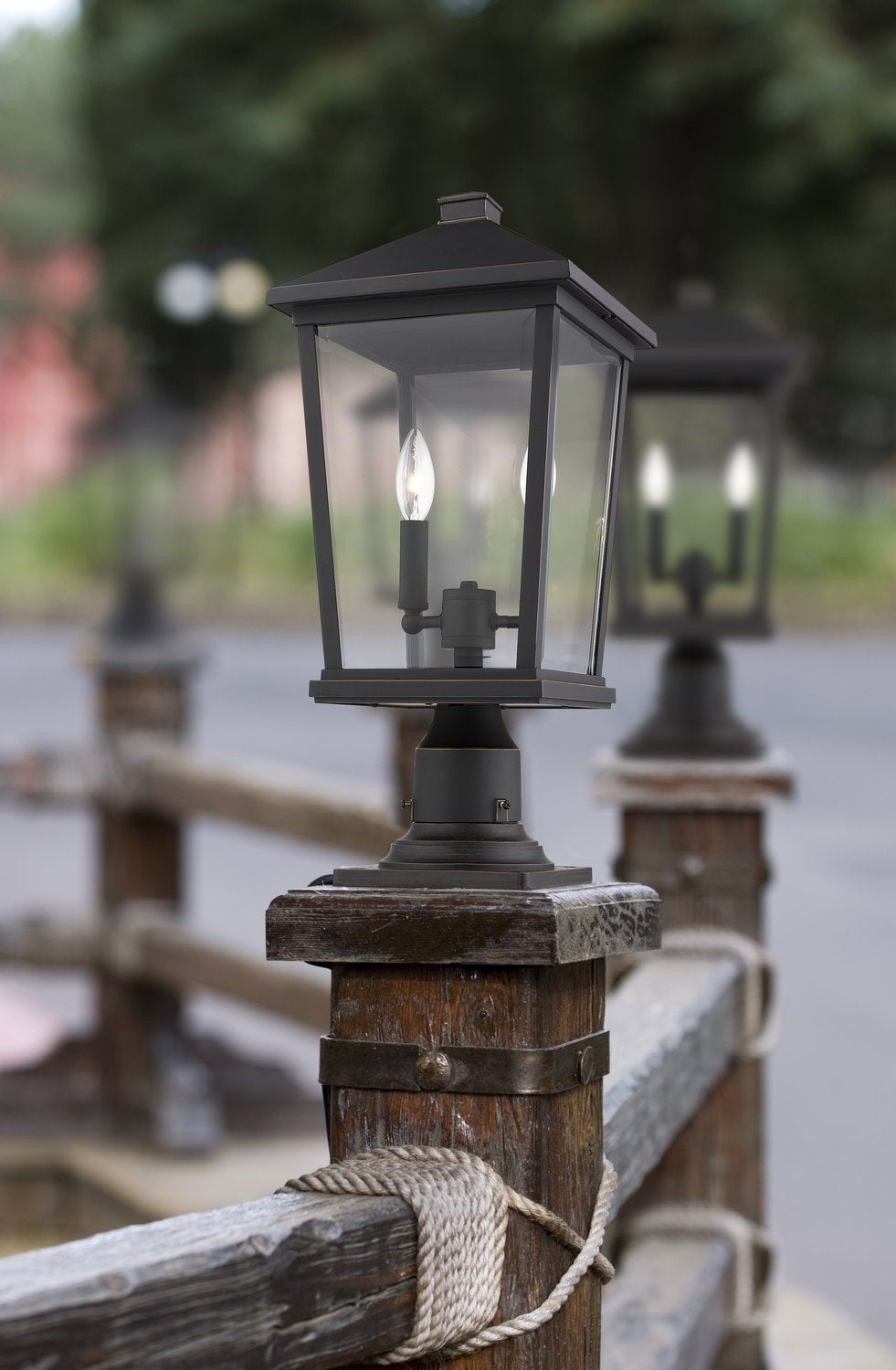 Z-LITE BEACON 2 LIGHT OUTDOOR PIER MOUNTED FIXTURE | 568PHBR-533PM-ORB - Post