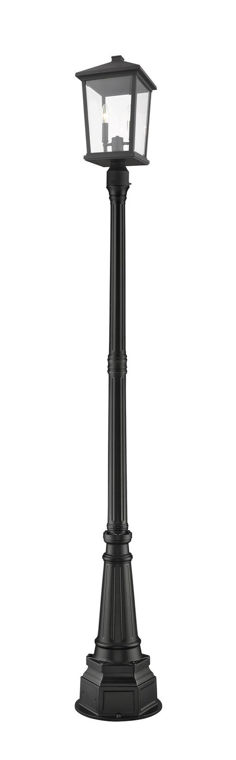 Z-LITE BEACON 2 LIGHT OUTDOOR POST MOUNTED FIXTURE | 568PHBR-564P-BK - Post