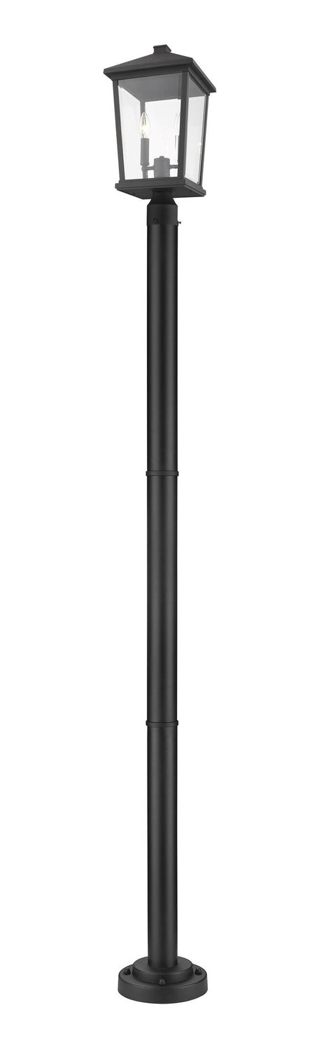 Z-LITE BEACON 2 LIGHT OUTDOOR POST MOUNTED FIXTURE | 568PHBR-567P-BK - Post
