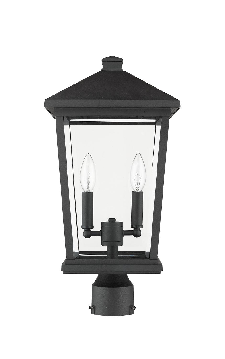 Z-LITE BEACON 2 LIGHT OUTDOOR POST MOUNT FIXTURE | 568PHBR-BK - Post