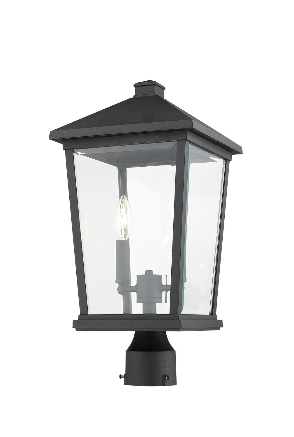 Z-LITE BEACON 2 LIGHT OUTDOOR POST MOUNT FIXTURE | 568PHBR-BK - Post