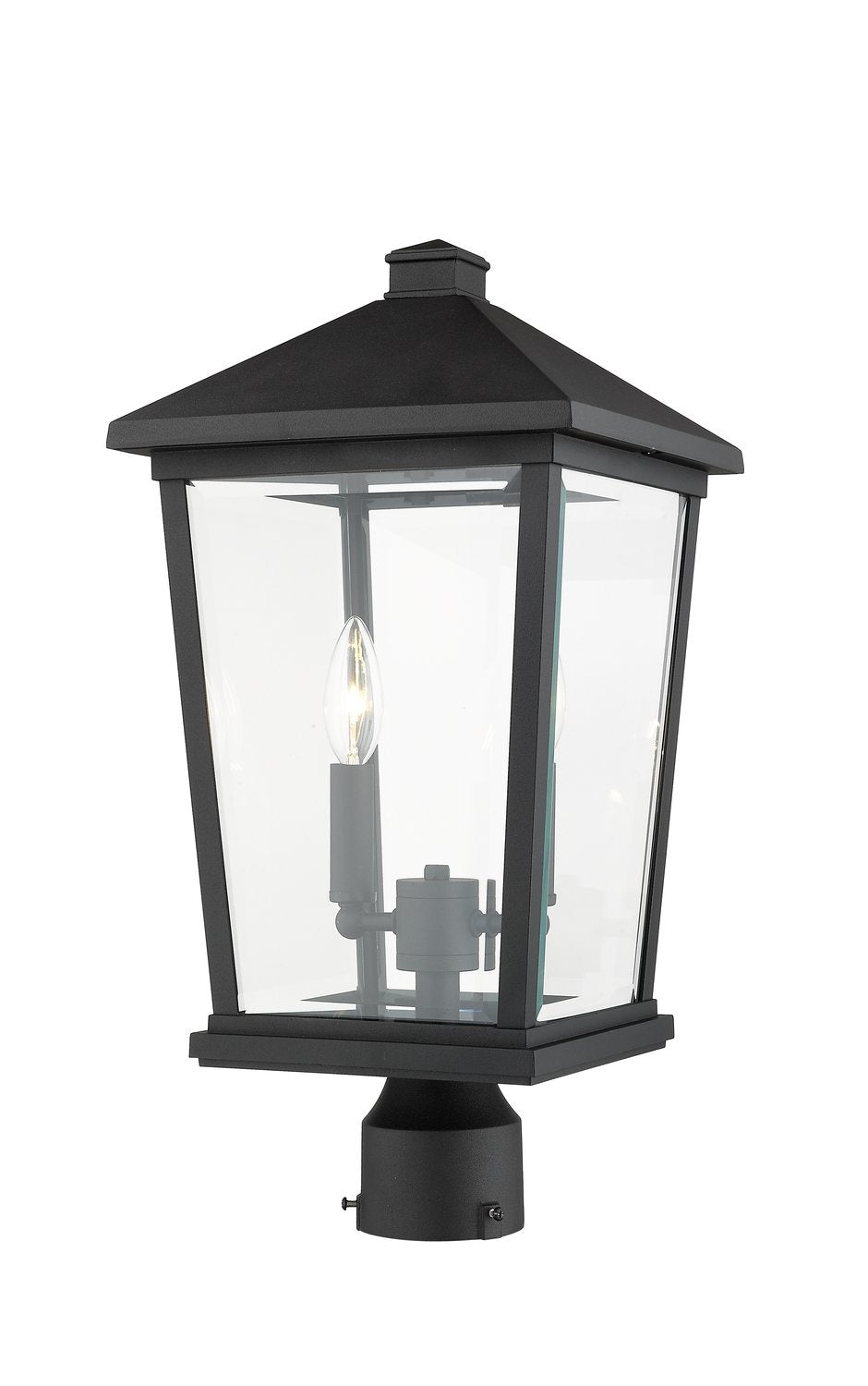 Z-LITE BEACON 2 LIGHT OUTDOOR POST MOUNT FIXTURE | 568PHBR-BK - Post