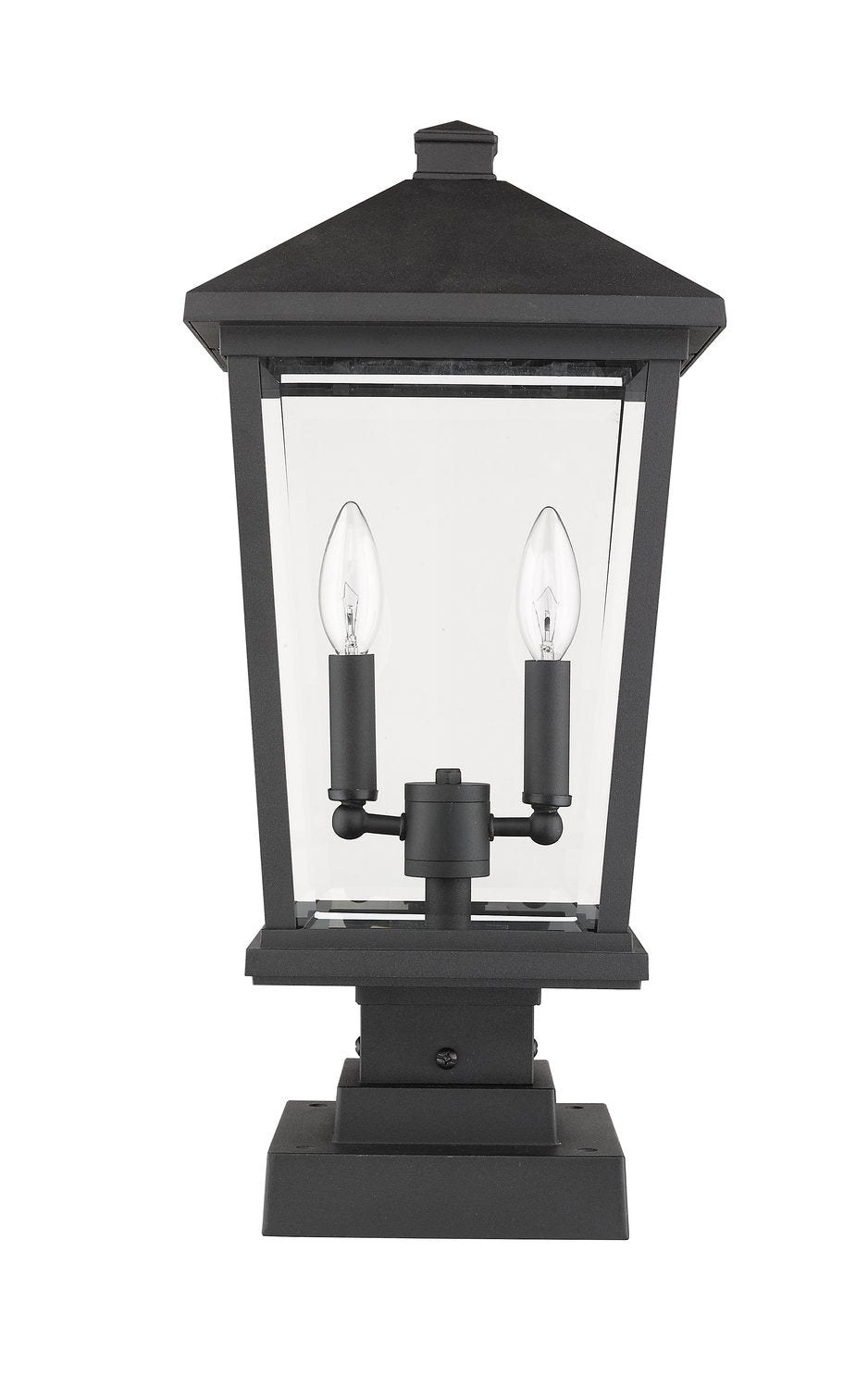 Z-LITE BEACON 2 LIGHT OUTDOOR PIER MOUNTED FIXTURE | 568PHBS-SQPM-BK - Post