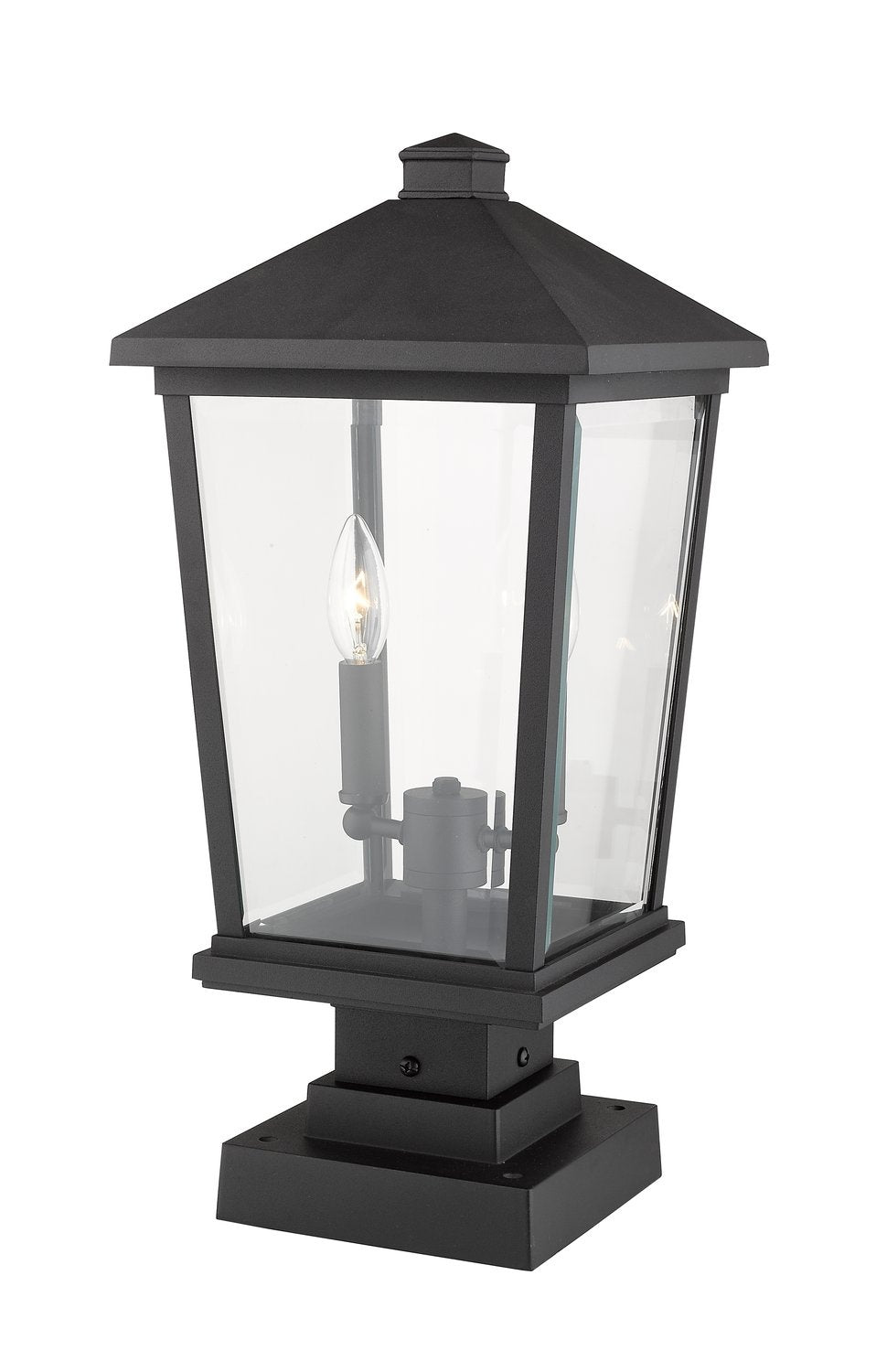Z-LITE BEACON 2 LIGHT OUTDOOR PIER MOUNTED FIXTURE | 568PHBS-SQPM-BK - Post