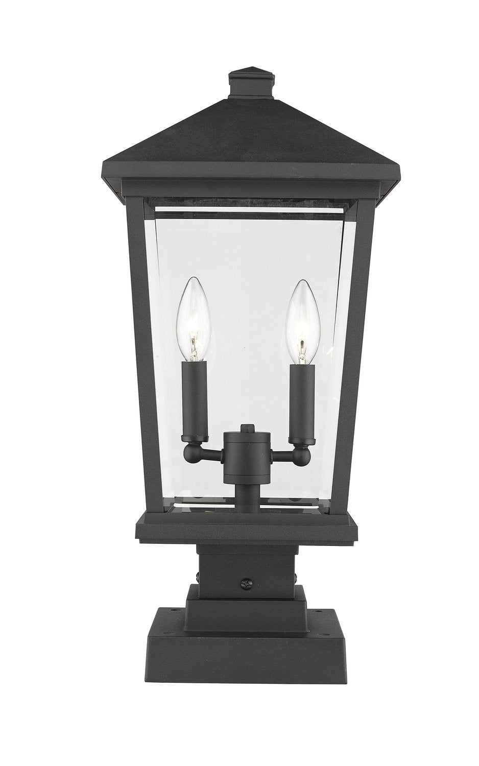 Z-LITE BEACON 2 LIGHT OUTDOOR PIER MOUNTED FIXTURE | 568PHBS-SQPM-BK - Post